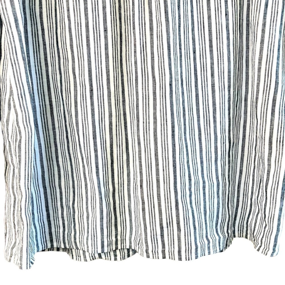J.Jill Love Linen Boho Striped Embroidered Peasant Top with Tassels 3/4 Sleeve M - Picture 9 of 16